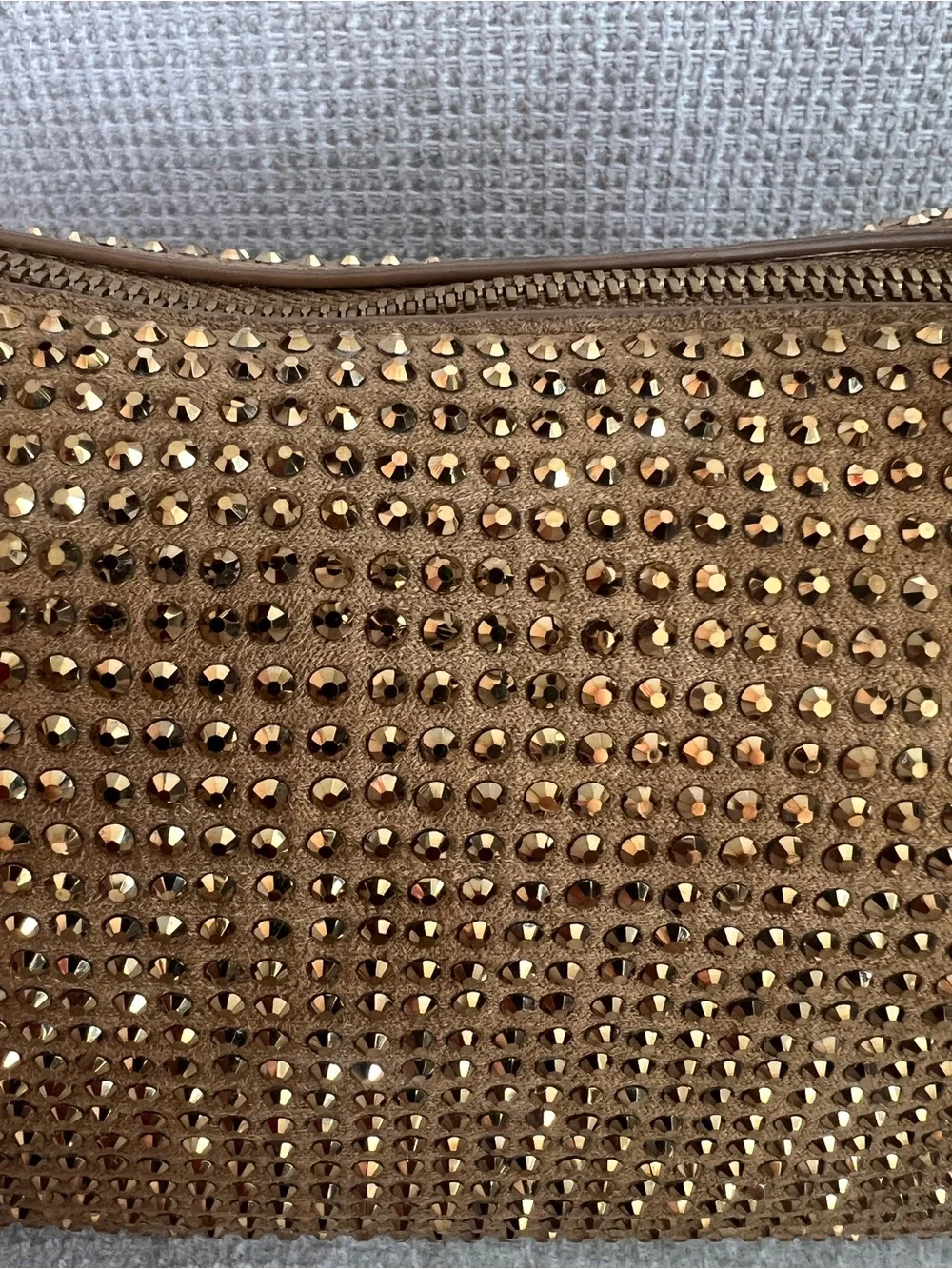 Mango Mini Top-Handle Bag in Metallic Gold Rhinestone clutch evening